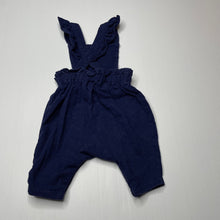 Load image into Gallery viewer, Girls Peppa Pig, navy cotton romper / overalls, GUC, size 0000,  