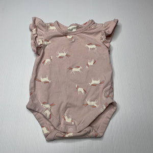 Girls Target, pink stretchy bodysuit / romper, unicorns, FUC, size 00,  