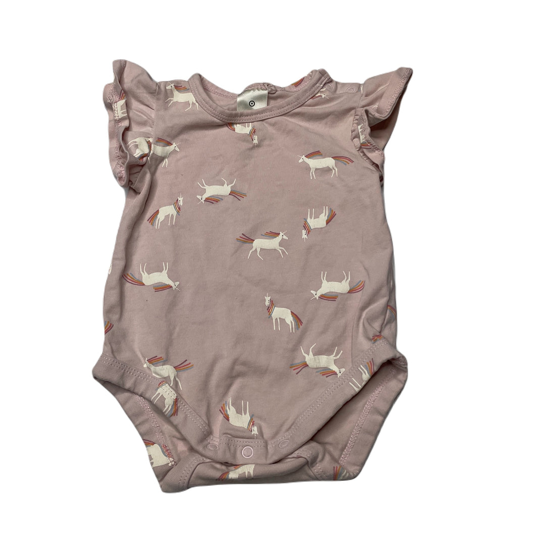 Girls Target, pink stretchy bodysuit / romper, unicorns, FUC, size 00,  