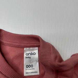 Girls Anko, fleece lined sweater / jumper, flower, EUC, size 000,  