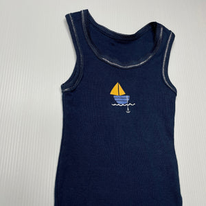 Boys Anko, navy cotton singlet top, EUC, size 000,  