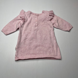 Girls Sprout, pink knitted cotton sweater dress, GUC, size 000, L: 33cm