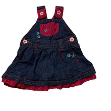 Load image into Gallery viewer, Girls Pumpkin Patch, embroidered overalls dress / pinafore, EUC, size 0000, L: 35cm