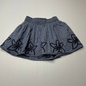 Girls Pumpkin Patch, blue cotton skirt, elasticated, L: 22.5cm, FUC, size 1,  
