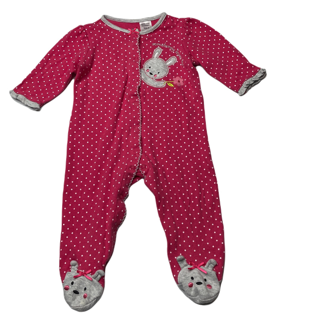 Girls cotton, coverall / romper, rabbit, GUC, size 0,  