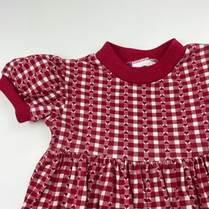 Girls Q FOR KIDS, vintage red & white check short sleeve dress, FUC, size 1, L: 40cm