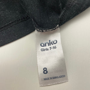 Girls Anko, black cotton singlet / tank top, GUC, size 8,  