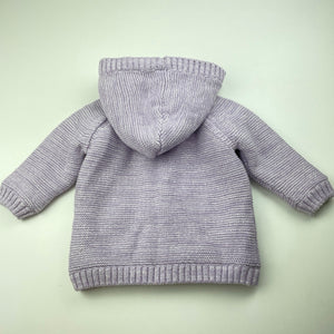 Girls Seed, thick fleece lined knitted cotton hooded cardigan / sweater, EUC, size 00,  