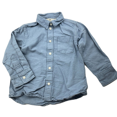 Boys H&M, blue cotton long sleeve shirt, GUC, size 3,  