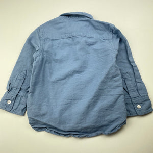 Boys H&M, blue cotton long sleeve shirt, GUC, size 3,  