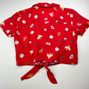 Girls Big W, Christmas tie front shirt / top, EUC, size 10,  