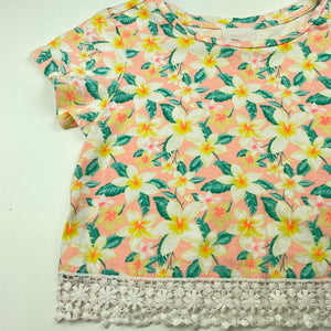 Girls Pumpkin Patch, floral cotton lace trim cropped t-shirt / top, GUC, size 10,  