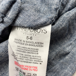 Boys THREADBOYS, linen / cotton long sleeve shirt, GUC, size 5-6,  