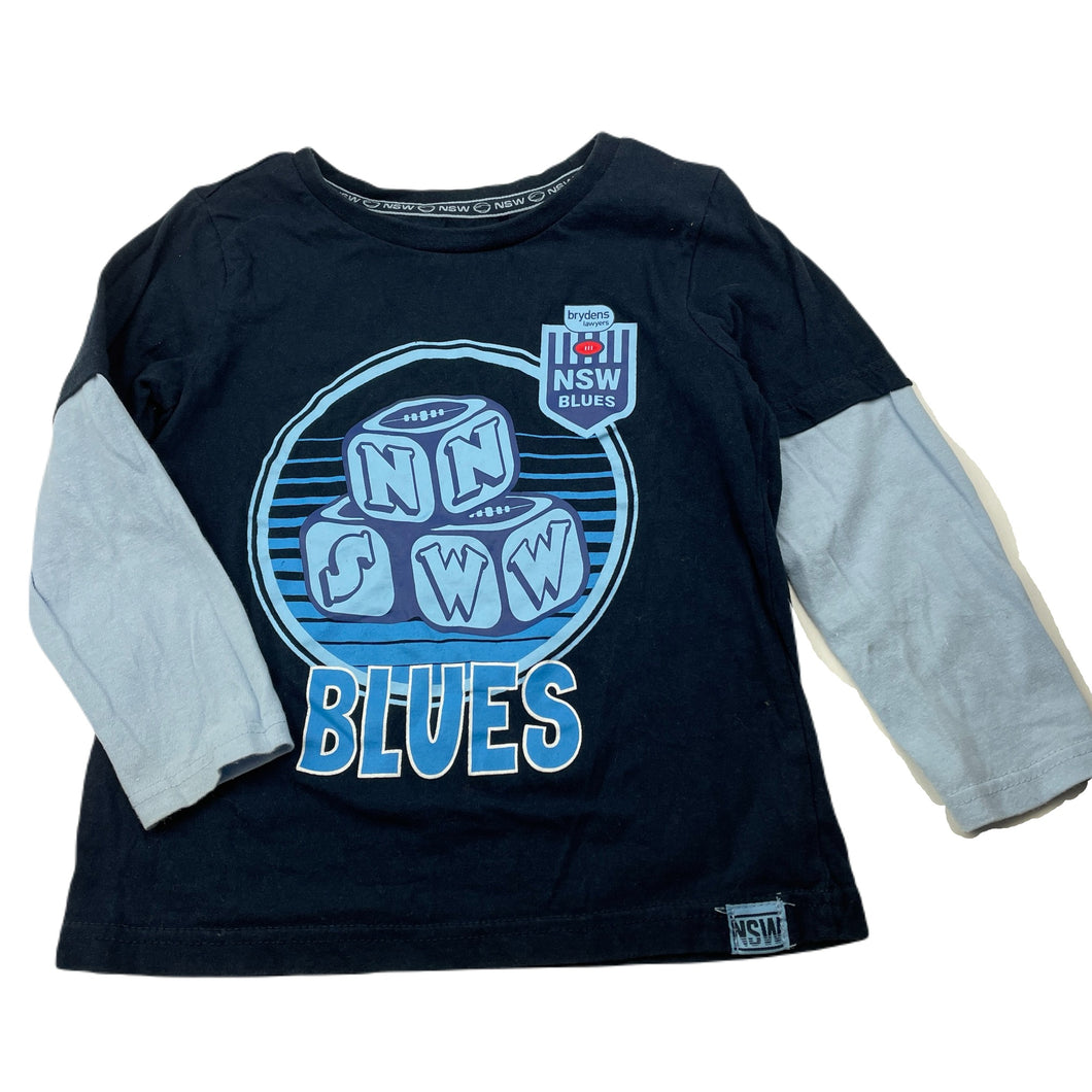 Boys NSWRL, State of Origin Blues cotton long sleeve top, FUC, size 5,  