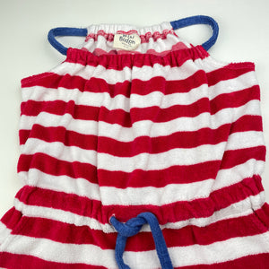 Girls Mini Boden, red & white stripe terry playsuit, GUC, size 5-6,  