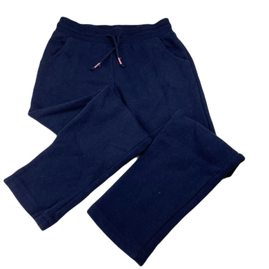 Girls Target, navy fleece lined track pants, elasticated, Inside leg: 55cm, light mark right knee, FUC, size 7,  