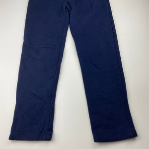 Girls Target, navy fleece lined track pants, elasticated, Inside leg: 55cm, light mark right knee, FUC, size 7,  