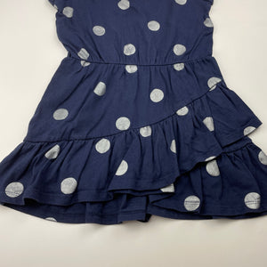 Girls Cotton On, navy & silver spot short sleeve dress, FUC, size 3, L: 52cm