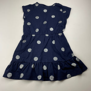 Girls Cotton On, navy & silver spot short sleeve dress, FUC, size 3, L: 52cm