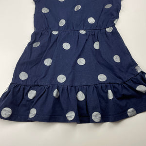 Girls Cotton On, navy & silver spot short sleeve dress, FUC, size 3, L: 52cm