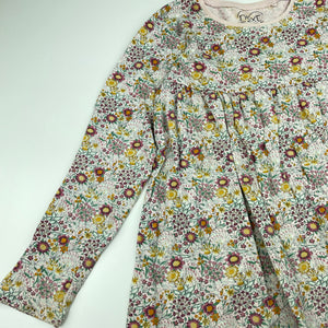 Girls Next, floral cotton long sleeve dress, FUC, size 6-7, L: 57cm