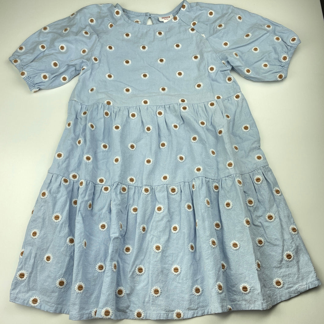 Girls Seed, embroidered cotton short sleeve dress, GUC, size 9, L: 66cm