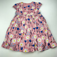 Load image into Gallery viewer, Girls M&amp;S, lined floral cotton party dress, GUC, size 1, L: 48cm