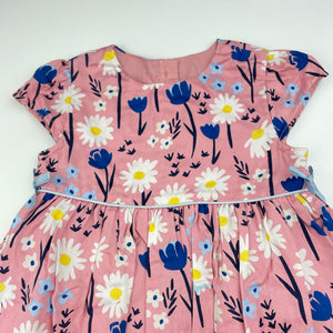 Girls M&S, lined floral cotton party dress, GUC, size 1, L: 48cm