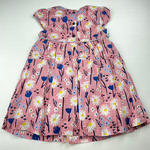 Girls M&S, lined floral cotton party dress, GUC, size 1, L: 48cm