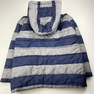 Boys Gymboree, grey & navy hooded jacket / coat, L: 48cm, GUC, size 5-6,  