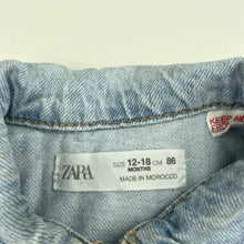 Load image into Gallery viewer, Girls Zara, blue denim shirt dress, poppers, GUC, size 1, L: 42cm