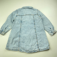 Load image into Gallery viewer, Girls Zara, blue denim shirt dress, poppers, GUC, size 1, L: 42cm