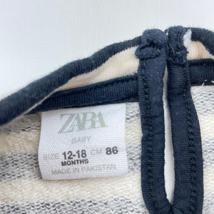 Girls Zara, fleece lined sweater / jumper, pink mark chest, FUC, size 1,  