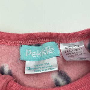 Girls Pekkle, soft fleece zip coverall / romper, FUC, size 12 months,  