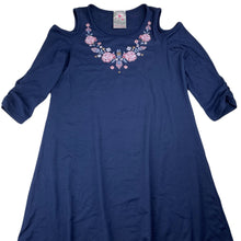 Load image into Gallery viewer, Girls Jenna &amp; Jessie, stretchy navy open shouder dress, EUC, size 10, L: 71cm