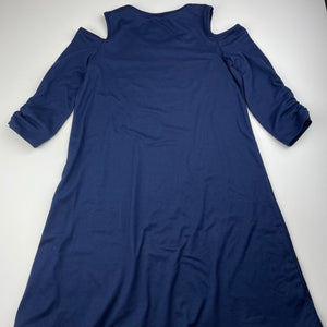 Girls Jenna & Jessie, stretchy navy open shouder dress, EUC, size 10, L: 71cm