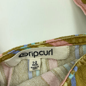 Girls Rip Curl, striped cotton summer dress, EUC, size 1-2, L: 48cm