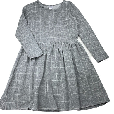 Girls Target, grey check long sleeve casual dress, GUC, size 7, L: 65cm