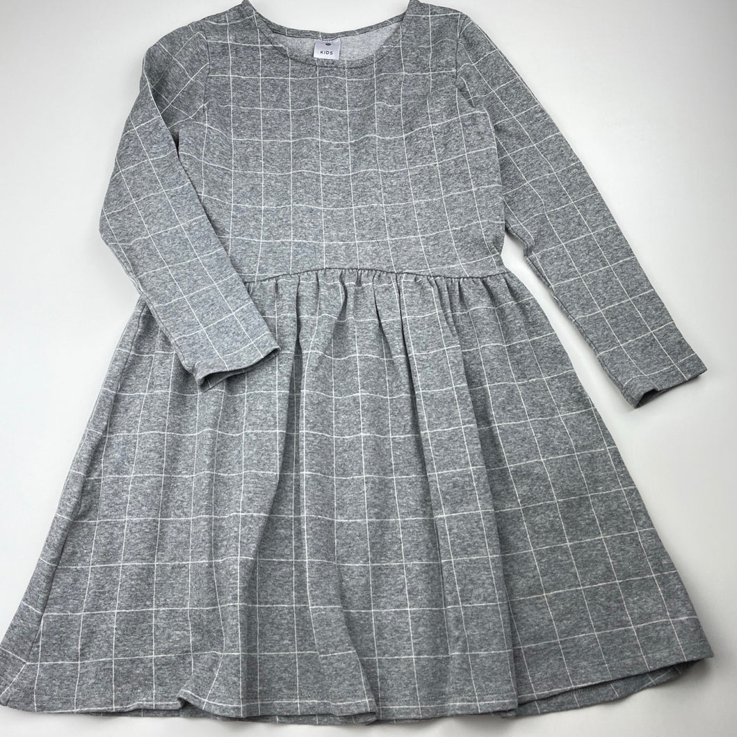 Girls Target, grey check long sleeve casual dress, GUC, size 7, L: 65cm