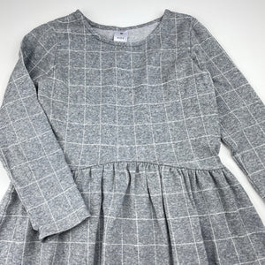 Girls Target, grey check long sleeve casual dress, GUC, size 7, L: 65cm