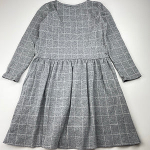 Girls Target, grey check long sleeve casual dress, GUC, size 7, L: 65cm