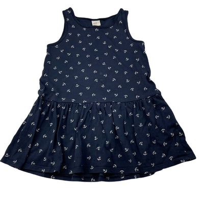 Girls H&M, navy cotton casual dress, FUC, size 2, L: 46cm