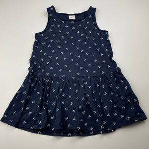 Girls H&M, navy cotton casual dress, FUC, size 2, L: 46cm