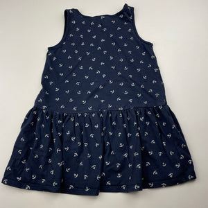 Girls H&M, navy cotton casual dress, FUC, size 2, L: 46cm