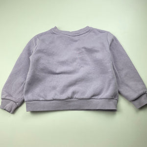 Girls H&M, purple fleece lined sweater / jumper, marks on front, FUC, size 4,  