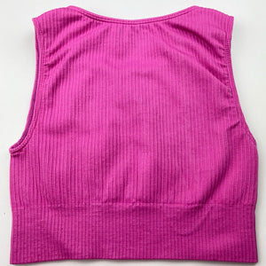 Girls Cotton On, pink ribbed cropped activewear top, FUC, size 5-6,  