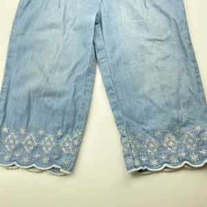 Girls LC Waikiki, embroidered chambray cotton pants, adjustable, Inside leg: 25cm, FUC, size 1,  
