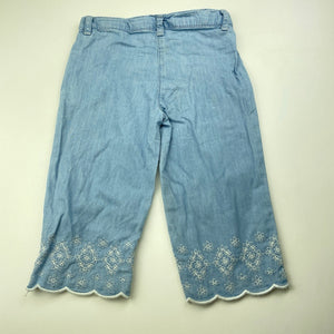 Girls LC Waikiki, embroidered chambray cotton pants, adjustable, Inside leg: 25cm, FUC, size 1,  