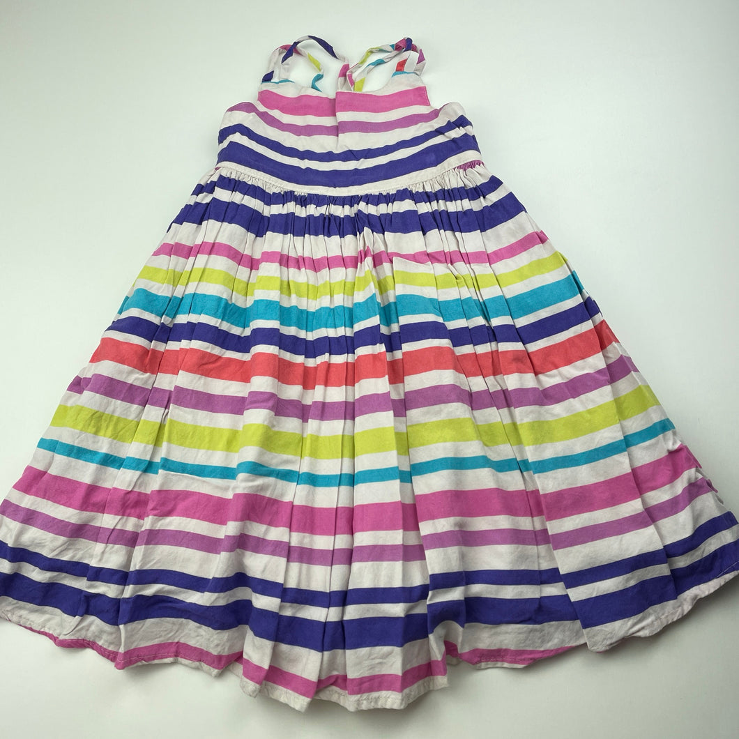 Girls M&S, cotton lined striped summer dress, discolouration, FUC, size 1, L: 53cm