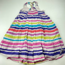 Load image into Gallery viewer, Girls M&amp;S, cotton lined striped summer dress, discolouration, FUC, size 1, L: 53cm